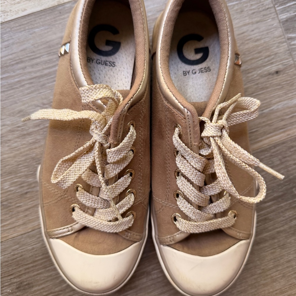 Guess Women's Beige Lace-Up Sneakers